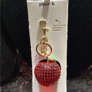 Piper K Red Apple Rhinestone Keychain